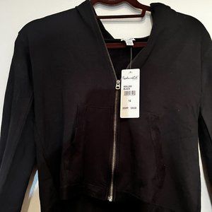 Girls NWT Splendid Zipper Front Hooded Black Sweatshirt Size 14